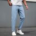 Men's Clothing Slim Fit Straight Leg Jeans Tapered Casual Cropped Length Versatile Small Straight Leg_mkmklike.com