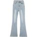 2025 New Guangzhou Xintang Washed Blue Micro Flare Jeans For Women, High Waist, Slimming, Height-Enhancing, Cotton_mkmklike.com