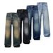 Men's Clothing loose A type straight wide leg jeans men's mopping trousers washed slim retro old high street_mkmklike.com