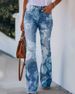 Women's plus size women's casual pants wide-leg pants art flower pattern pants_mkmklike.com
