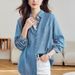 Chicco Factory Direct Tencel Lyocell Denim Shirt For Women Long Sleeve 2025 Sring Autumn New Style Regular Shoulder Layered_mkmklike.com