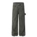American Style Washed Multi-Pocket Cargo Jeans For Men Street Fashion Ins Loose Casual Solid Color Straight Long Pants_mkmklike.com