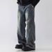 Men's Clothing Men's Straight Leg Cargo Jeans Loose Fit Wide Leg Washed Casual Trousers American Style Vibe Trendy Versatile_mkmklike.com