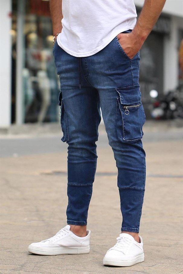 Men's Clothing Men's Multi-pocket Stretch Jeans Zipper Decoration Work Jeans New Models_mkmklike.com