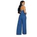 European And American Women's Denim Jumpsuit High Elastic Sexy Backless Lapel Wide Leg Pants Sleeveless 3582 Cross Border Fashion_mkmklike.com
