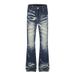 Retro Washed Distressed Ripped Flared Jeans Slim Fit Stretch Denim Trousers American Style For Men And Women New Summer_mkmklike.com