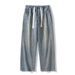 Men's Vintage Washed Denim Jeans – Relaxed Straight Fit | Retro High-Waisted Wide Leg Pants For Casual Streetwear_mkmklike.com