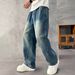 Men's Clothing Trendy Wide Leg Jeans For Men Curved Blade Design Retro Style Washed Finish Plus Size Suitable For All Seasons_mkmklike.com