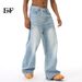 EF JEANS | 2024 New American Washed Crease Design Sense Straight Mopping Old Light Blue, Jeans_mkmklike.com