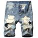 Men's Clothing Jeans Mid Length Pants Personalized Trendy Men's Shorts Elastic Ripped Pants_mkmklike.com