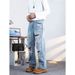 Men's Trendy High Street Loose Straight Leg Distressed Pants Retro Washed Light Colored Ripped Jeans_mkmklike.com