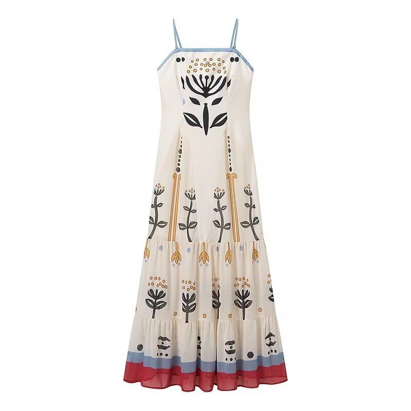 Women's clothing new fashion ethnic style sling flower embroidery picture tulle pleated dress_mkmklike.com