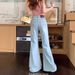 Retro Wide-leg Flared Jeans For Women, New Spring/summer Style, High-waisted, Stretchy, Loose-fitting, Non-clingy,_mkmklike.com