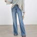 Women's High-Waisted Light Blue Wide-Leg Jeans – Vintage Relaxed Fit Denim Pants With Flowy Silhouette For Casual & Boho Style_mkmklike.com