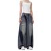 Unisex High Street Vibe Ripped Jeans Retro Washed Loose Straight Leg Wide Leg Pants_mkmklike.com