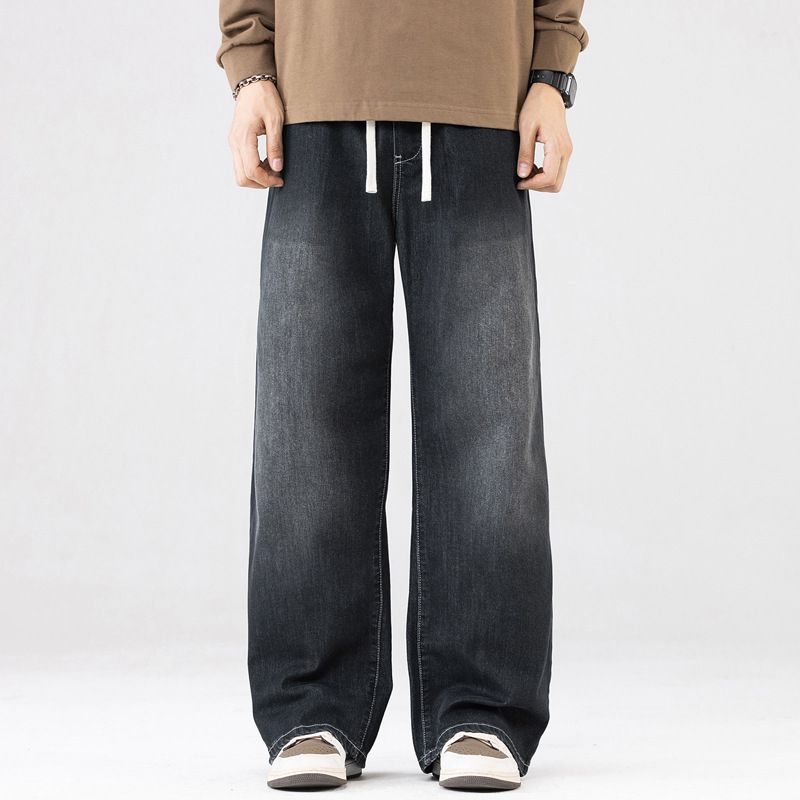 Large Size Men's Wholesale Spring New Loose Wide-leg Jeans Men's Trendy Brand Drape American High Street Straight Jeans_mkmklike.com