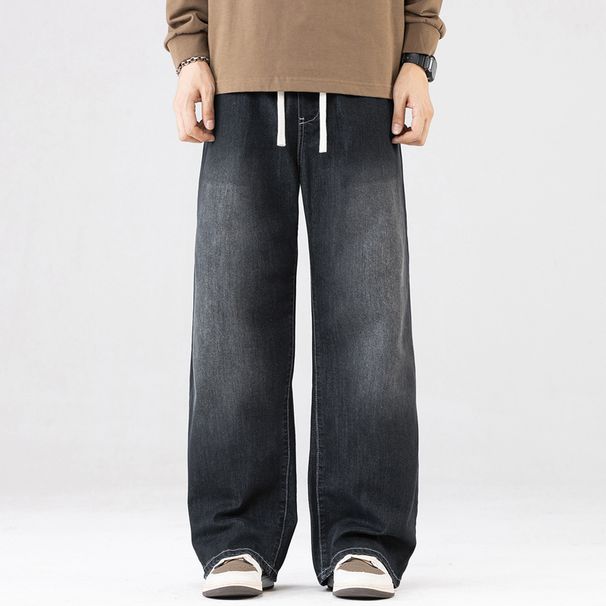 Large Size Men's Wholesale Spring New Loose Wide-leg Jeans Men's Trendy Brand Drape American High Street Straight Jeans_mkmklike.com