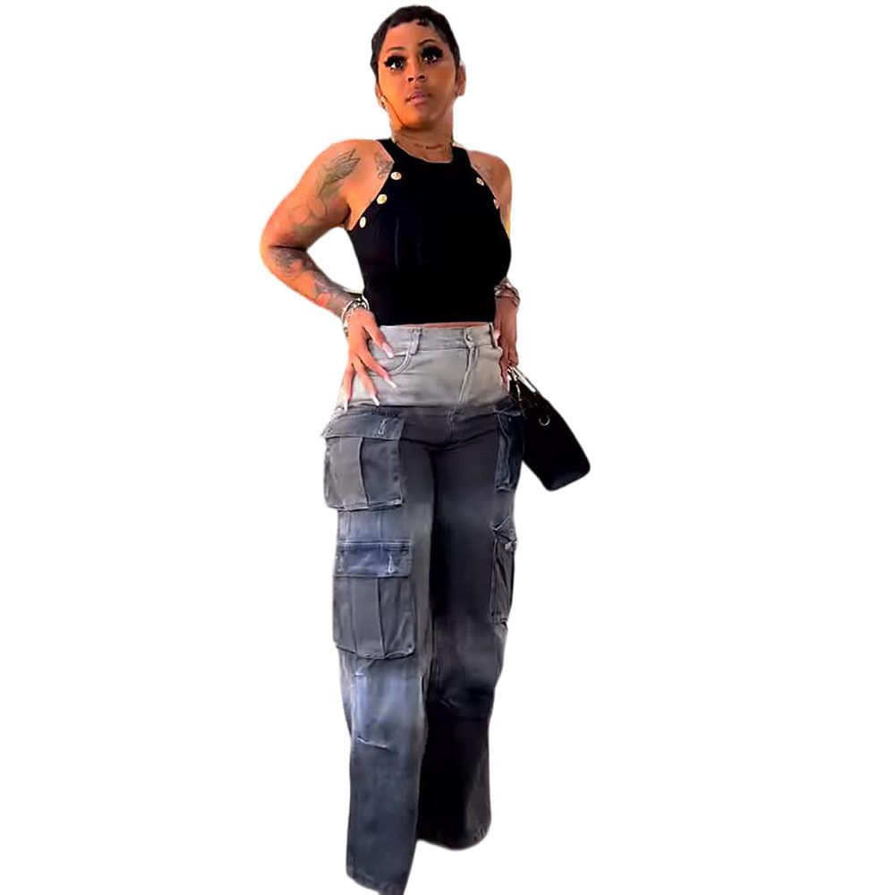 Tie-Dye Cargo Jeans For Women – High Waist & Wide Leg (S-3XL) | 90s Grunge Revival_mkmklike.com