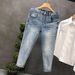 Light Blue Stretch Denim Jeans For Men Slim Fit Cropped Length Fashionable Spring Autumn Wear_mkmklike.com