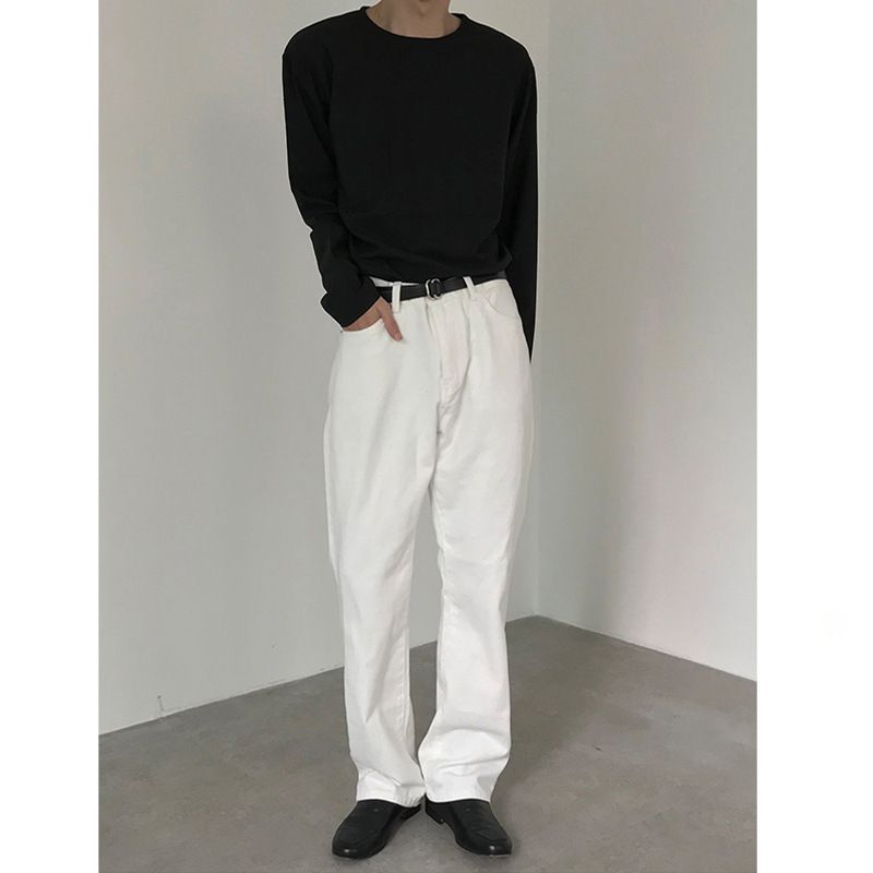 Nordmann White Jeans For Men Loose Straight Draped Casual Pants Spring Autumn American Style High-end Versatile Cool Floor-length_mkmklike.com