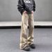 Nordmann American Style Vibe Retro Melad Brown Jeans For Men, Cool High Street Slightly Flared Cleanfit Frayed Pants_mkmklike.com