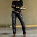 High Waist Slim Fit Rhinestone Embellished Skinny Jeans Straight Leg Women's Denim Jeans_mkmklike.com