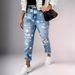 Women's Clothing Printed Pattern Ripped Straight Casual Jeans Women_mkmklike.com