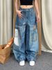 Women’s Clothing large size patch patchwork printed jeans women's autumn and winter new hot girl design mopping trousers_mkmklike.com