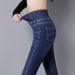 2025 Spring New High-Waisted Black Jeans For Women, Elastic Waist, Slim Fit, Cotton Stretch, Leg-Lengthening, High_mkmklike.com