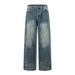 Washed Distressed White Jeans Street Style American Punk Vintage Loose Wide-Leg Straight Long Men's Floor-Length Pants_mkmklike.com