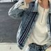 Loom Men's Early Autumn Retro Three-Stripe Padded Shoulder Denim Jacket Trendy Brand European And American Streetwear Top_mkmklike.com