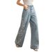 Women's Fashion Casual Embroidered Wide Leg Stretch Jeans Label Printed Simple Versatile European American Style_mkmklike.com