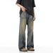 Vintage Distressed Washed Denim Jeans – Relaxed Straight-Leg & Baggy Fit | Retro Streetwear Pants For Men_mkmklike.com