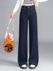 Fleece-Lined Autumn Winter New Style Floor-Lgth High-Waisted Retro Jeans Loose Wide-Leg Pants For Pear-Shaped Body_mkmklike.com