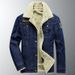 Northfold Winter Fleece-Lined Denim Jacket For Men, Middle-Aged Elderly, Plus Size, European American Style, Casual Cotton_mkmklike.com