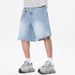 New Summer Trendy Brand Washed Ripped Denim Shorts For Men, Casual, Loose, Straight Leg, Five Point Pants, In Stock._mkmklike.com