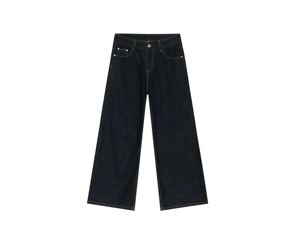 EF JEANS | 2025 Spring New American Simple Blue Pendant Wide Leg Pants Loose Denim Floor Pants_mkmklike.com