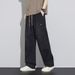American Pleated Jeans Men's Summer Thin High Street Loose Youth Breathable Casual Straight Leg Work Pants_mkmklike.com