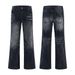 Vintage Washed Straight-Leg Jeans - Classic American Distressed Denim With Cat Whiskers, Unisex Timeless Versatility_mkmklike.com