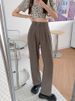 Women's Street British Style Solid Color Ankle-length Casual Pants Wide Leg Pants_mkmklike.com