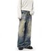 Vintage Washed Denim Jeans With Chain Accent & Paint Splatter – Relaxed Straight Fit (S-XXL)_mkmklike.com