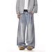 Cleanfit Unisex High Street Vintage Washed Jeans Relaxed Straight-Leg Denim Pants with Distressed Finish_mkmklike.com