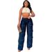 Women's Street Fashion Multi-pocket Bright Line High-waisted Overalls_mkmklike.com