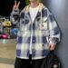2025 Spring And Autumn New Plaid For Men Loose Hooded Casual Jacket Youth Student Trendy Top_mkmklike.com