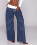 Low-Rise Baggy Jeans For Women – Streetwear Denim Pants With Leopard Print & Washed Blue, Oversized Aesthetic_mkmklike.com