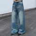 Unisex Heavy-Duty Studded Jeans – Retro Patchwork Design With Loose Straight Fit For Men & Women (S-3XL, Distressed Blue Wash)_mkmklike.com