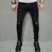 Men's Solid Color Ripped Casual Jeans_mkmklike.com