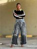Women's Distressed Faux Leather 3D Printed Two-Piece Set Casual Cotton Jeans Spring/Autumn Summer Collection_mkmklike.com