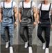 Men's Clothing Suspender Jumpsuit Frayed Men's Jeans Trousers Overalls_mkmklike.com