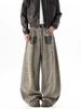 Retro Washed Old Scimitar Jeans Men's Deconstruction Splicing Loose Wide-leg Pleated High Street Trendy Overalls_mkmklike.com